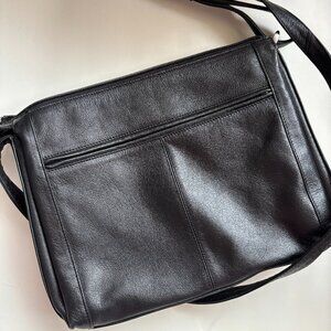 Vintage Derek Alexander EW Top Zip Three Compartment Black Leather Crossbody Bag
